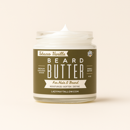 Tallow Man Tobacco Vanilla Beard + Body Butter | Men's Grooming | Grass-Fed Tallow | 9oz